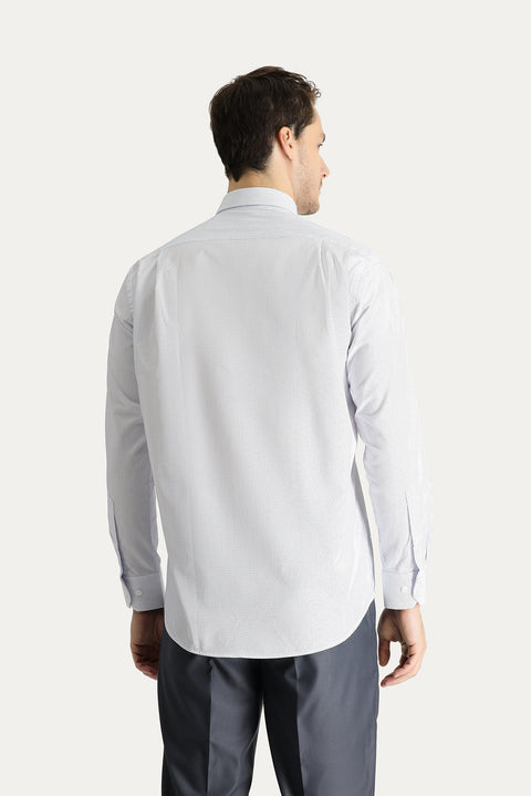 White Long Sleeve Classic Striped Non-Iron Cotton Shirt