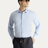 Light Blue Long Sleeve Classic Striped Cotton Shirt