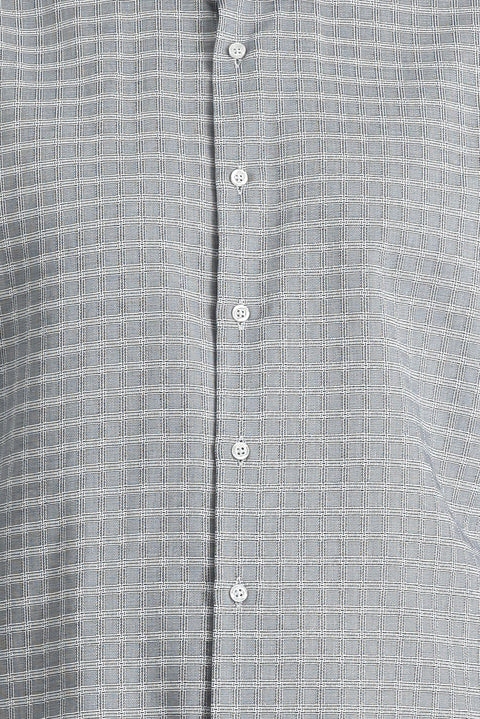 Medium Gray Long Sleeve Regular Fit Plaid Cotton Shirt