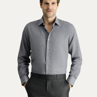 Dark Navy Long Sleeve Regular Fit Plaid Cotton Shirt