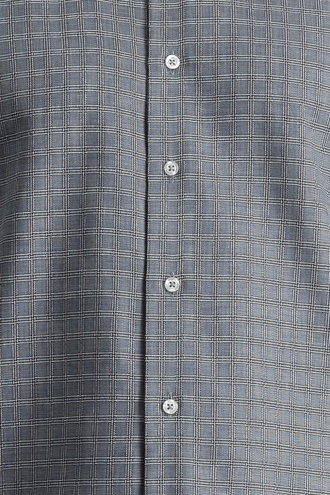 Dark Navy Long Sleeve Regular Fit Plaid Cotton Shirt