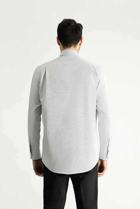 Dark Navy Long-Sleeve Classic Patterned Cotton Shirt