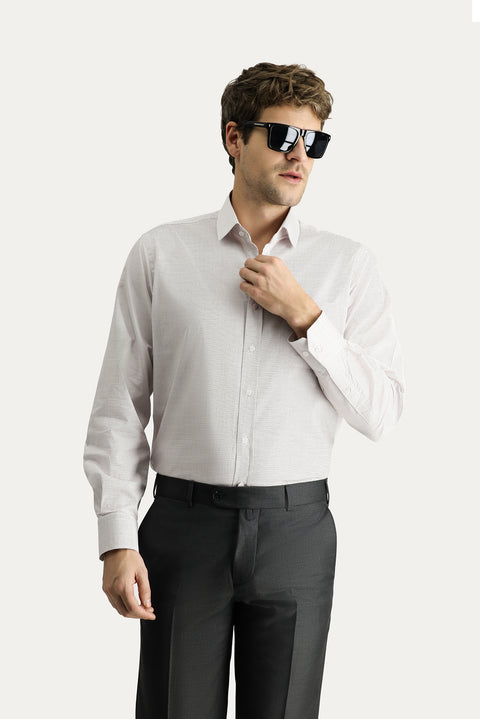 Dark Burgundy Long-Sleeve Classic Patterned Cotton Shirt