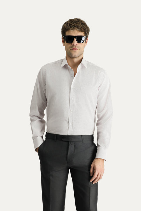 Dark Burgundy Long-Sleeve Classic Patterned Cotton Shirt