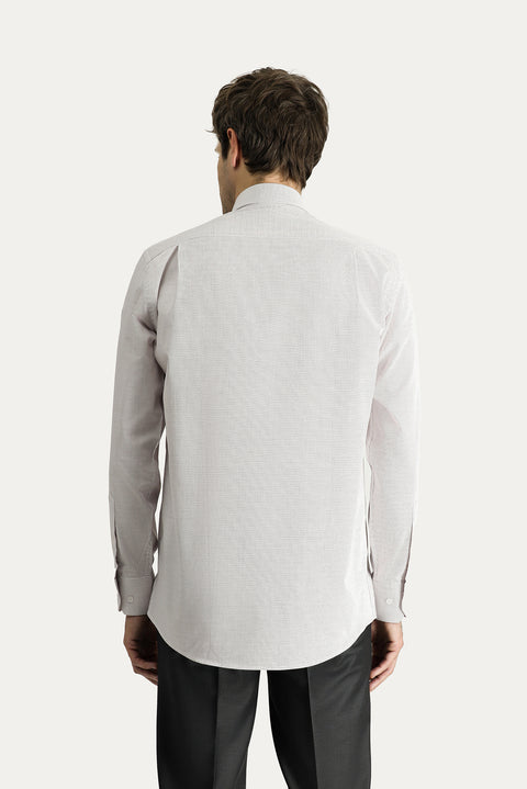 Dark Burgundy Long-Sleeve Classic Patterned Cotton Shirt