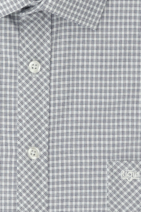 Dark Navy Long Sleeve Classic Plaid Cotton Shirt with Pockets