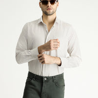 Medium Beige Long Sleeve Regular Fit Plaid Cotton Easy-Iron Shirt