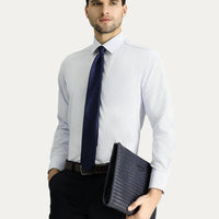Light Blue Long Sleeve Regular Fit Plaid Cotton Easy-Iron Shirt