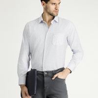 Dark Blue Long Sleeve Regular Fit Plaid Cotton Easy-Iron Shirt