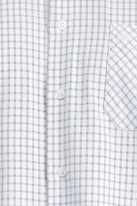 Dark Blue Long Sleeve Regular Fit Plaid Cotton Easy-Iron Shirt