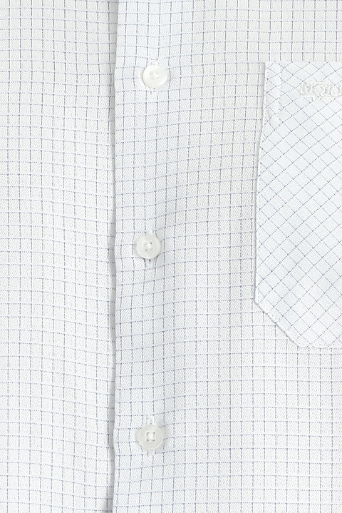 Dark Blue Long Sleeve Regular Fit Plaid Cotton Easy-Iron Shirt