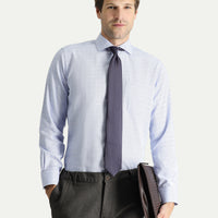 Blue Long Sleeve Non-Iron Classic Patterned Cotton Shirt