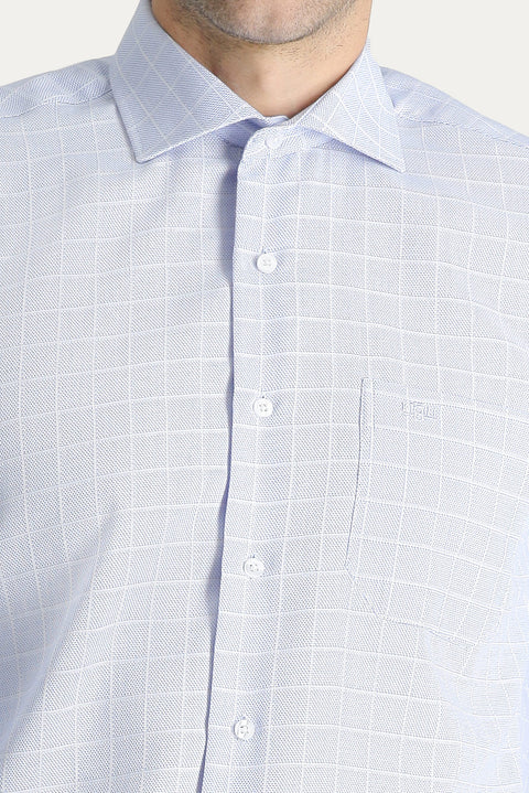 Blue Long Sleeve Non-Iron Classic Patterned Cotton Shirt