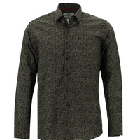 Medium Gray Long Sleeve Slim Fit Printed Cotton Shirt