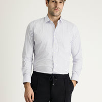 Light Blue Long Sleeve Slim Fit Printed Cotton Shirt