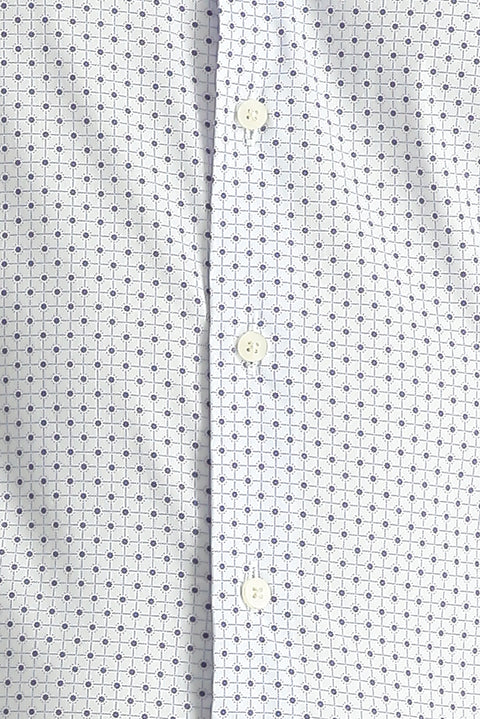 Light Blue Long Sleeve Slim Fit Printed Cotton Shirt