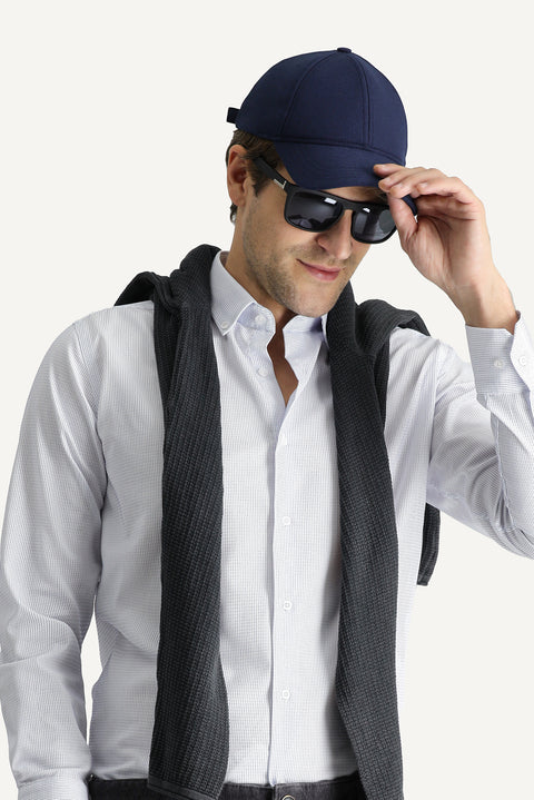 White Long Sleeve Slim Fit Narrow Cut Non-Iron Striped Cotton Shirt
