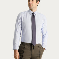 Blue Long Sleeve Slim Fit Non-Iron Plaid Cotton Shirt