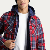 Dark Red Slim Fit Narrow Cut Wool Hooded Sport Jacket