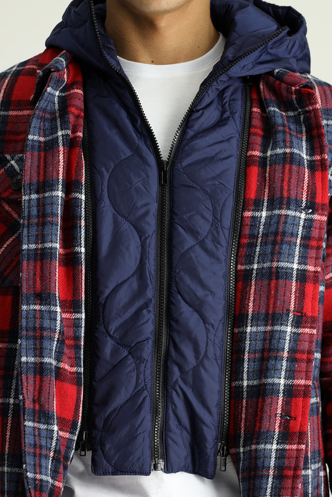 Dark Red Slim Fit Narrow Cut Wool Hooded Sport Jacket