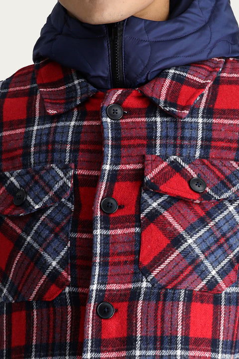 Dark Red Slim Fit Narrow Cut Wool Hooded Sport Jacket
