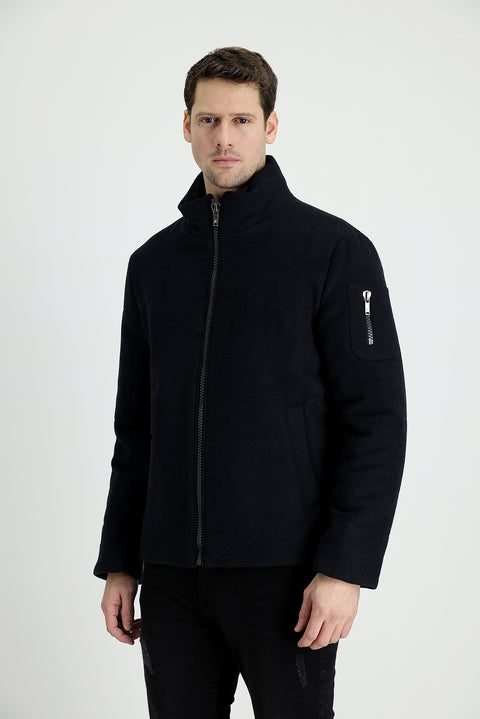 Dark Navy Wool Cashmere Coat