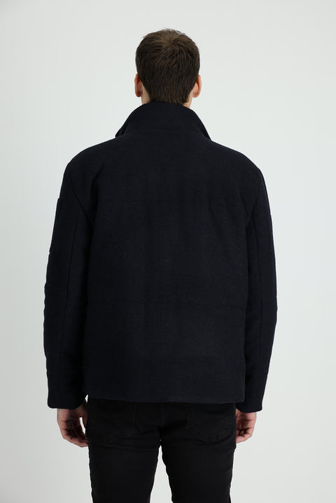 Dark Navy Wool Cashmere Coat