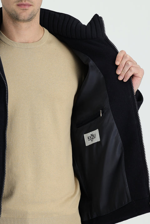 Dark Navy Wool Cashmere Coat
