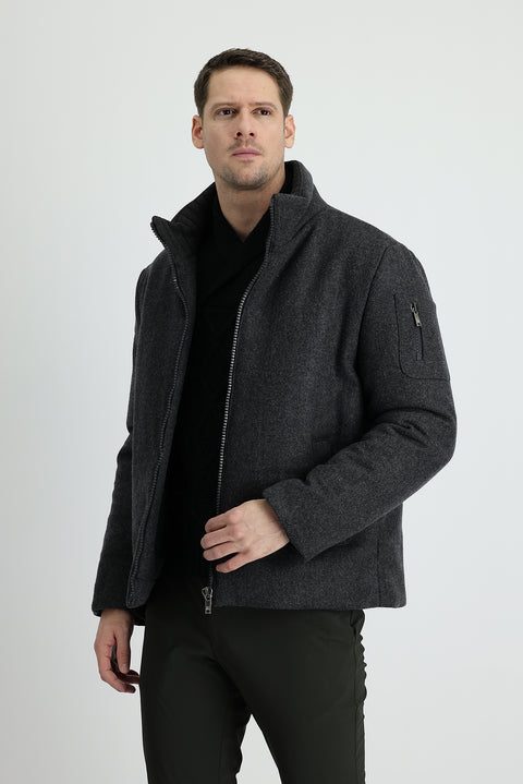 Light Anthracite Wool Cashmere Coat