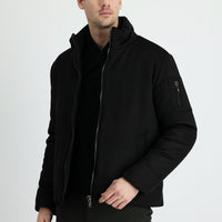 Black Stand-Up Collar Puffer Jacket