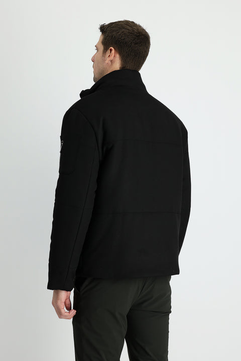 Black Stand-Up Collar Puffer Jacket
