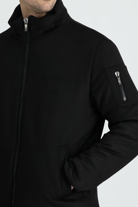 Black Stand-Up Collar Puffer Jacket