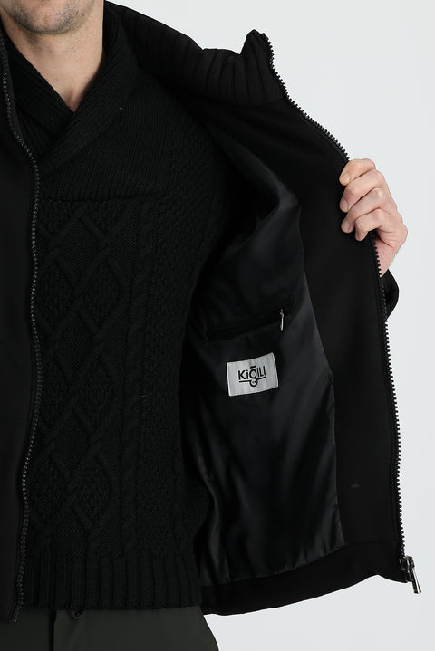 Black Stand-Up Collar Puffer Jacket