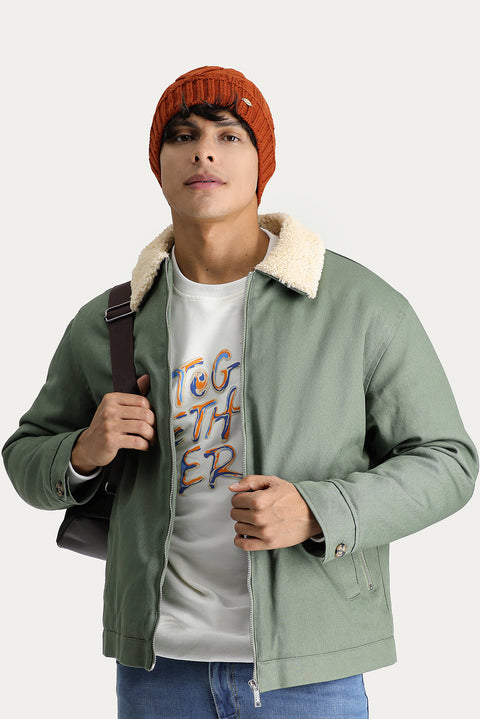 Light Green Slim Fit Cotton Sport Jacket