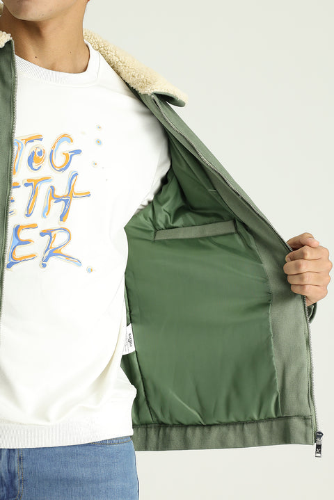 Light Green Slim Fit Cotton Sport Jacket