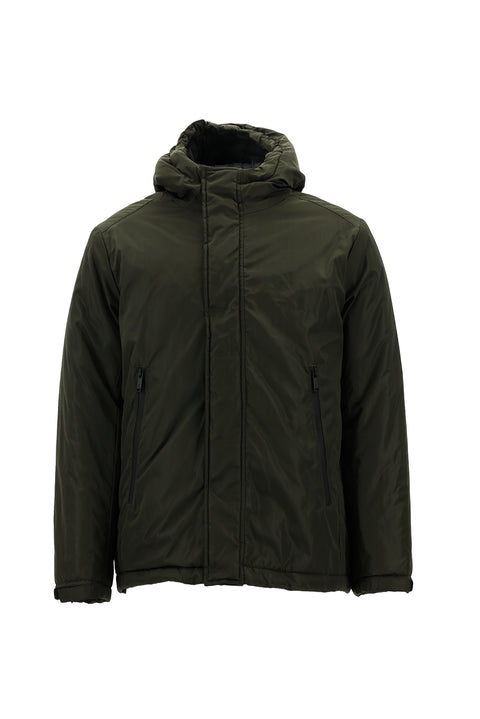 Orta Haki Slim Fit Dar Kesim Kapüşonlu Spor Mont