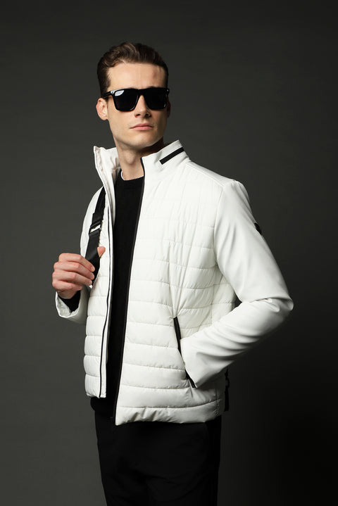 White Slim Fit Quilted Sport Jacket