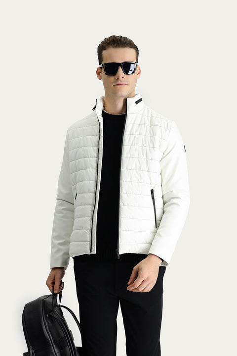 White Slim Fit Quilted Sport Jacket