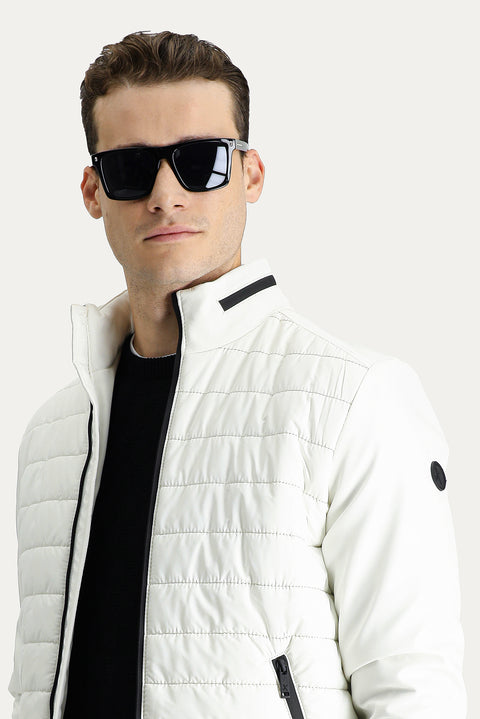 White Slim Fit Quilted Sport Jacket