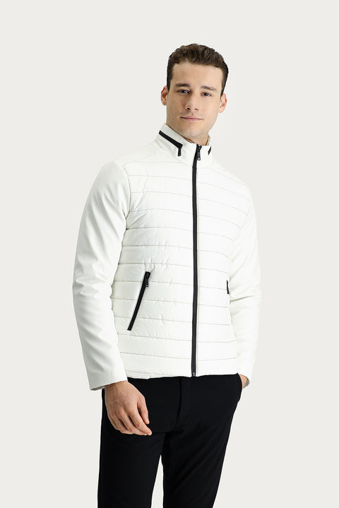 White Slim Fit Quilted Sport Jacket
