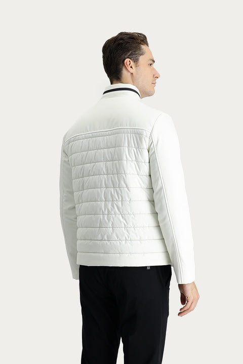 White Slim Fit Quilted Sport Jacket