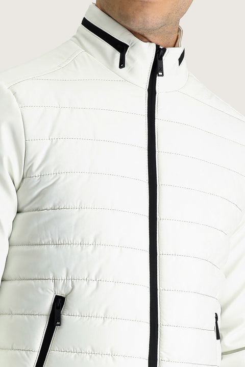 White Slim Fit Quilted Sport Jacket