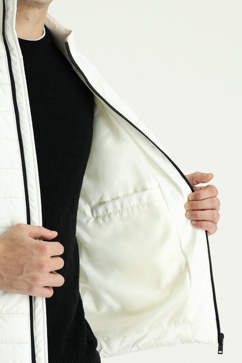 White Slim Fit Quilted Sport Jacket