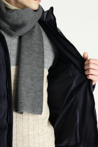 Koyu Lacivert Slim Fit Dar Kesim Kapüşonlu Spor Mont