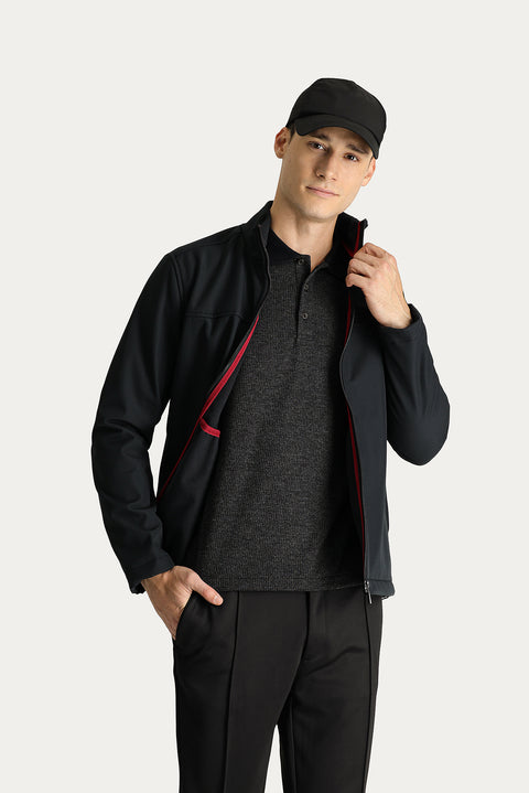 Black Slim Fit Softshell Sport Jacket