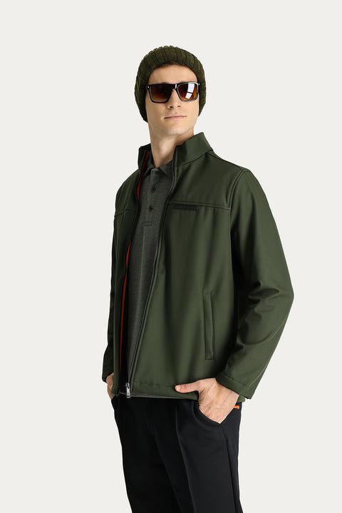 Orta Haki Slim Fit Dar Kesim Softshell Spor Mont