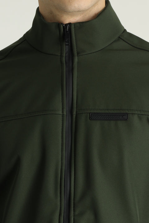 Orta Haki Slim Fit Dar Kesim Softshell Spor Mont