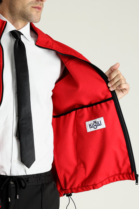 Flag Red Slim Fit Narrow Cut Softshell Sport Jacket