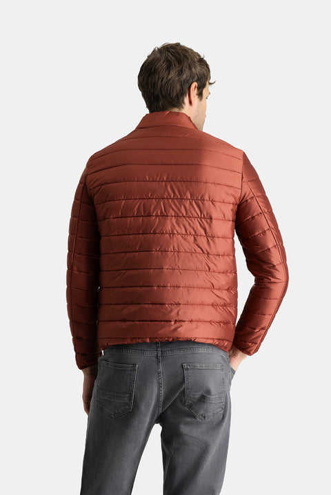 Terracotta Stand-Up Collar Zippered Pocket Quilted Sport Jacket