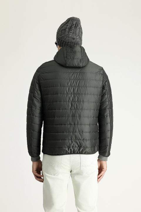 Dark Gray Hooded Quilted Sport Jacket
